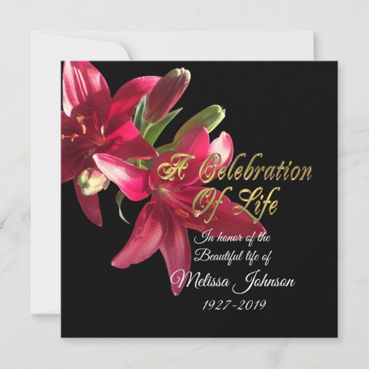 Viering van het leven Uitnodiging Aziatische Lelie (Voorkant)