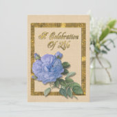 Viering van het leven Uitnodiging blauw roos (Staand voorkant)