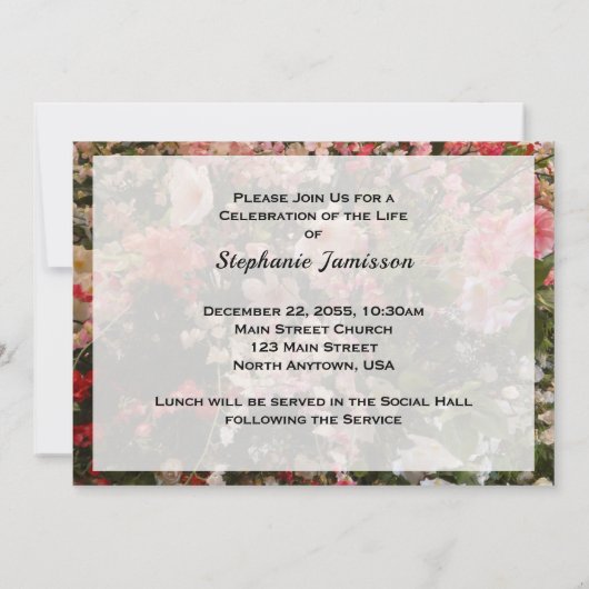 Viering van het leven Uitnodiging Boho Chic Floral (Achterkant)