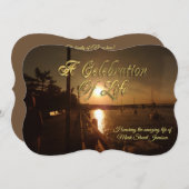 Viering van het leven uitnodiging boten in de have (Voorkant / Achterkant)