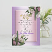 Viering van het leven Uitnodiging calla lelies (Staand voorkant)