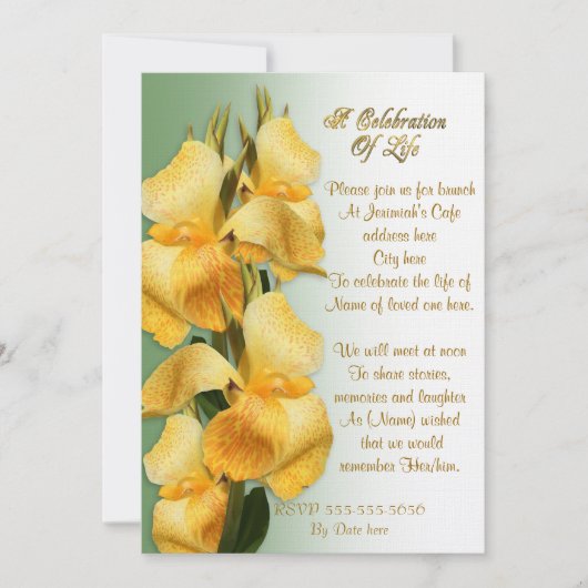 Viering van het leven Uitnodiging Canna lelies (Voorkant)