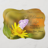 Viering van het leven Uitnodiging Cassius Butterfl (Voorkant / Achterkant)