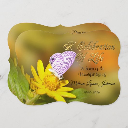 Viering van het leven Uitnodiging Cassius Butterfl (Voorkant / Achterkant)