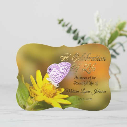 Viering van het leven Uitnodiging Cassius Butterfl (Staand voorkant)