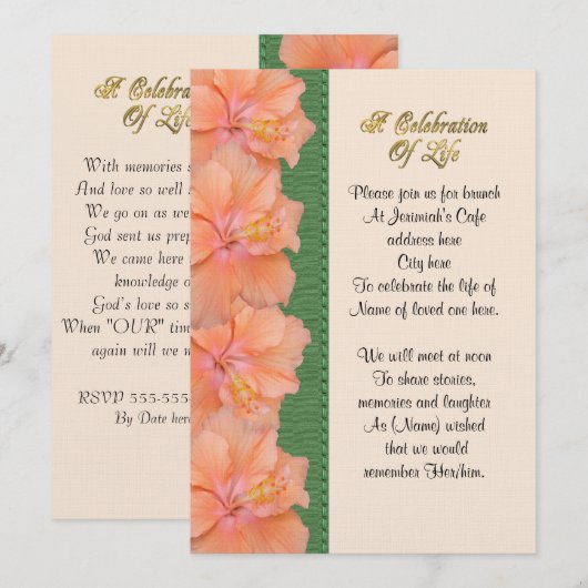 Viering van het leven Uitnodiging hibiscus (Voorkant / Achterkant)
