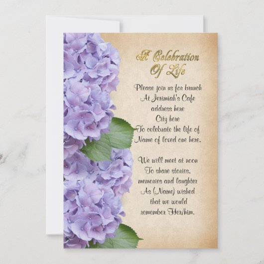 Viering van het leven Uitnodiging hortensia (Voorkant)