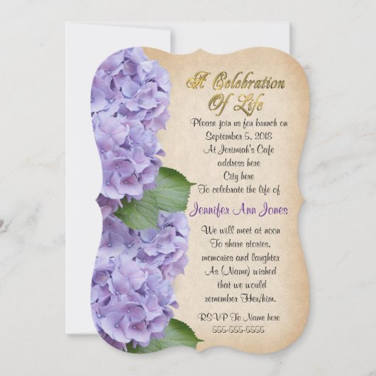 Viering van het leven Uitnodiging hortensia (Voorkant)