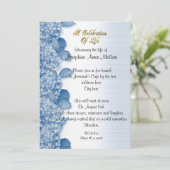 Viering van het leven Uitnodiging hortensia blauw (Staand voorkant)