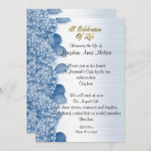 Viering van het leven Uitnodiging hortensia blauw (Voorkant / Achterkant)