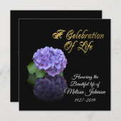 Viering van het leven Uitnodiging Hydrangea (Voorkant / Achterkant)