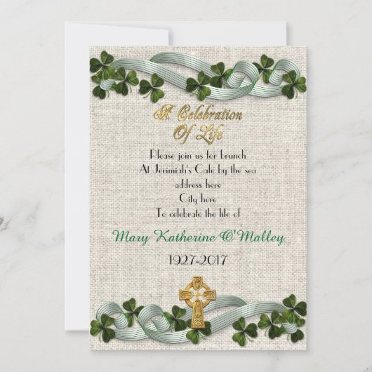Viering van het leven Uitnodiging Iers Keltisch kr (Voorkant)