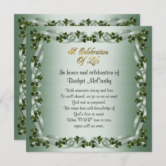 Viering van het leven Uitnodiging Ierse achtergron (Voorkant / Achterkant)