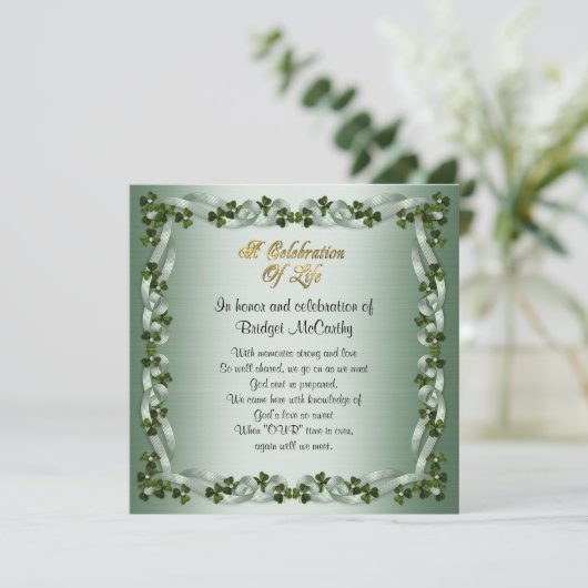 Viering van het leven Uitnodiging Ierse achtergron (Staand voorkant)