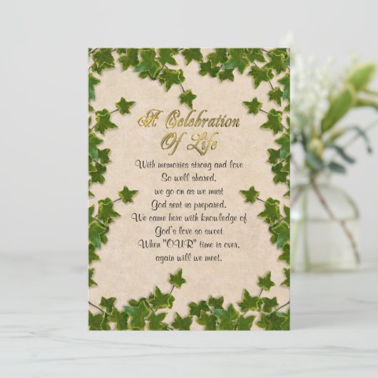 Viering van het leven Uitnodiging Ivy (Staand voorkant)