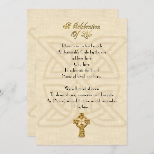 Viering van het leven Uitnodiging Keltische knoop  (Voorkant / Achterkant)