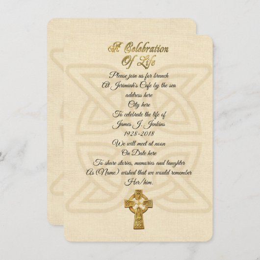 Viering van het leven Uitnodiging Keltische knoop  (Voorkant / Achterkant)