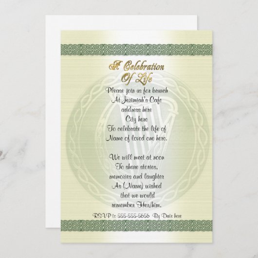 Viering van het leven Uitnodiging Keltische Knoop  (Voorkant / Achterkant)