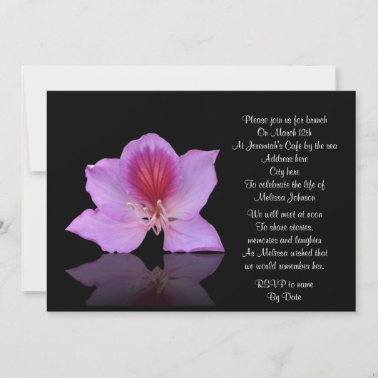 Viering van het leven Uitnodiging lavendelorchidee (Achterkant)