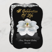 Viering van het leven Uitnodiging magnolia (Voorkant / Achterkant)