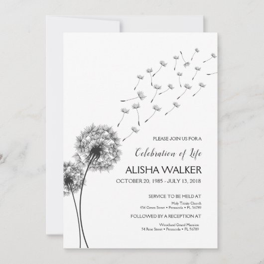 Viering van het leven Uitnodiging, Memorial Servic Kaart (Voorkant)