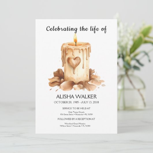 Viering van het leven Uitnodiging, Memorial Servic Kaart (Staand voorkant)