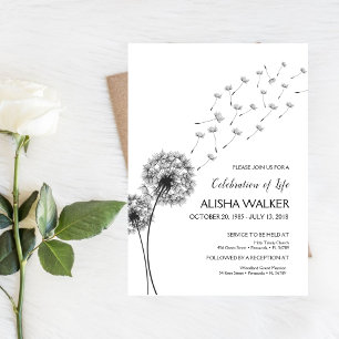 Viering van het leven Uitnodiging, Memorial Servic Kaart