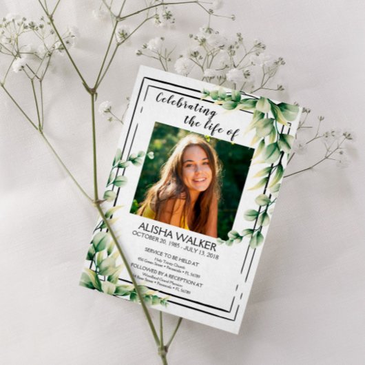 Viering van het leven Uitnodiging, Memorial Servic Kaart