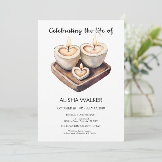 Viering van het leven Uitnodiging, Memorial Servic Kaart (Staand voorkant)