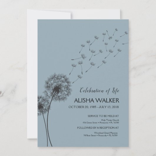 Viering van het leven Uitnodiging, Memorial Servic Kaart (Voorkant)