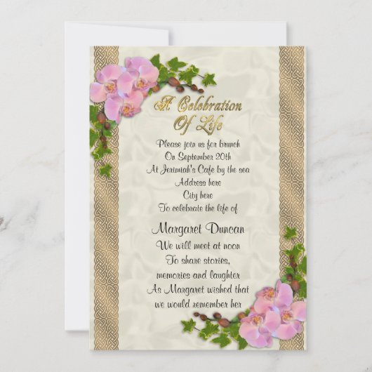 Viering van het leven Uitnodiging orchideeën (Voorkant)