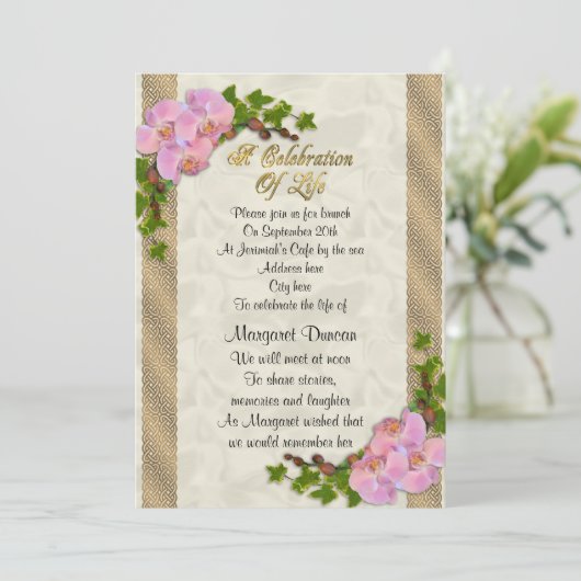 Viering van het leven Uitnodiging orchideeën (Staand voorkant)