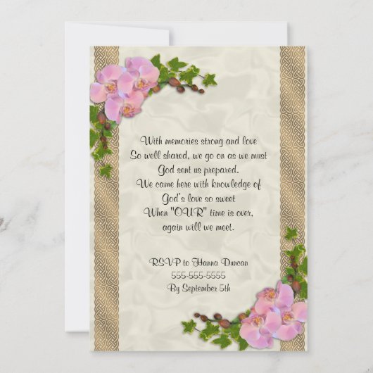 Viering van het leven Uitnodiging orchideeën (Achterkant)