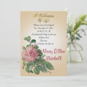 Viering van het leven Uitnodiging  roos (Staand voorkant)