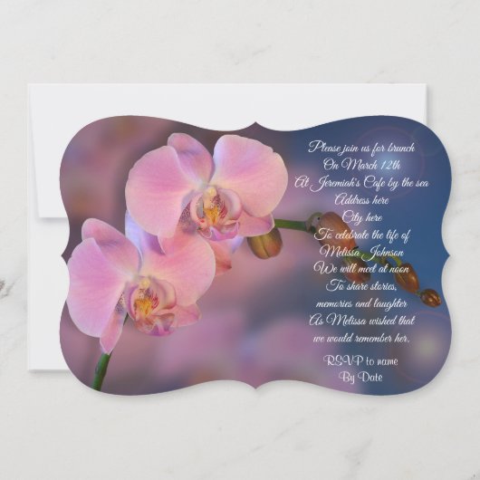 Viering van het leven Uitnodiging roze orchideeën (Achterkant)