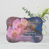 Viering van het leven Uitnodiging roze orchideeën (Staand voorkant)
