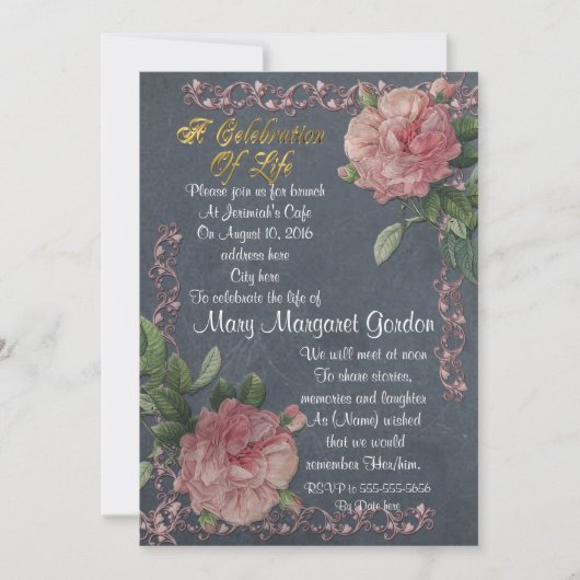 Viering van het leven Uitnodiging rozen (Voorkant)
