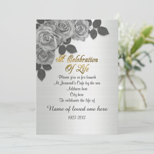 Viering van het leven Uitnodiging rozen (Staand voorkant)
