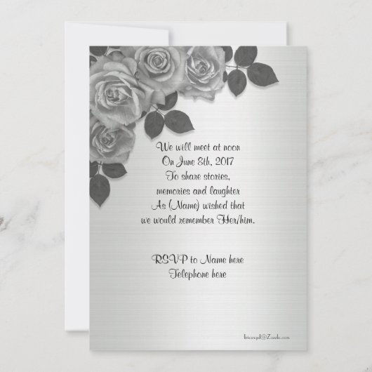 Viering van het leven Uitnodiging rozen (Achterkant)