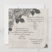 Viering van het leven uitnodiging Rozen op Linen (Achterkant)
