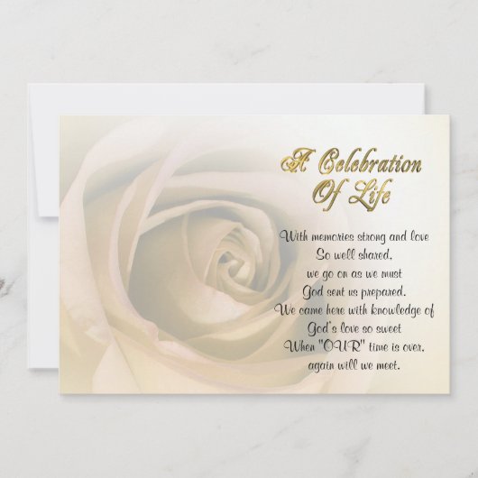Viering van het leven Uitnodiging sepia roos (Voorkant)