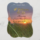 Viering van het leven Uitnodiging strand zonsonder (Voorkant / Achterkant)