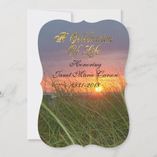 Viering van het leven Uitnodiging strand zonsonder (Voorkant)