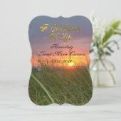 Viering van het leven Uitnodiging strand zonsonder (Staand voorkant)