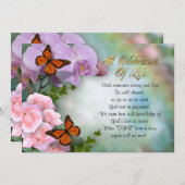 Viering van het leven Uitnodiging vlinders (Voorkant / Achterkant)