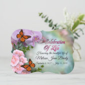 Viering van het leven Uitnodiging vlinders orchide (Staand voorkant)