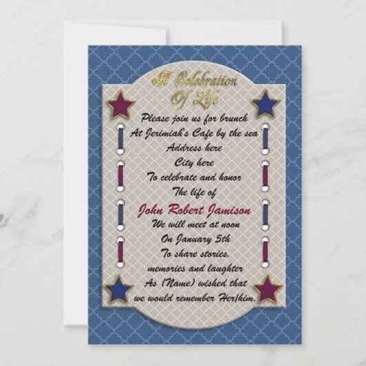 Viering van het leven uitnodiging voor patriottisc (Voorkant)