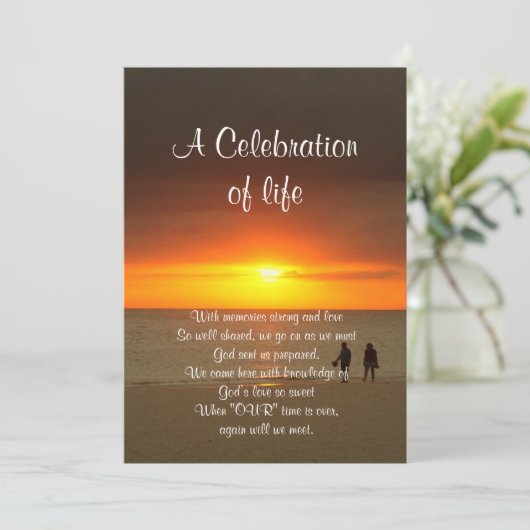 Viering van het leven Uitnodiging zonsondergang (Staand voorkant)
