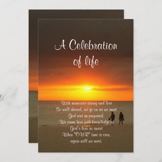 Viering van het leven Uitnodiging zonsondergang (Voorkant / Achterkant)