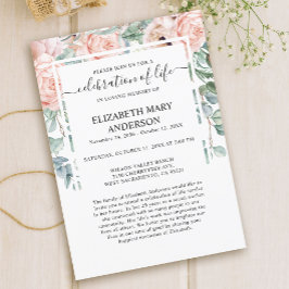 Viering van het Leven Uitvaart Memorial Pink Blush Kaart